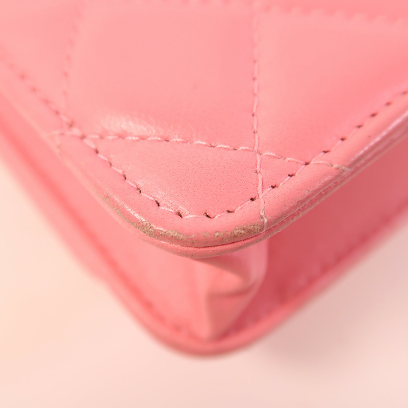 CHANEL 羊皮皮革WOC Wallet On Chain金扣鏈帶肩背袋-14