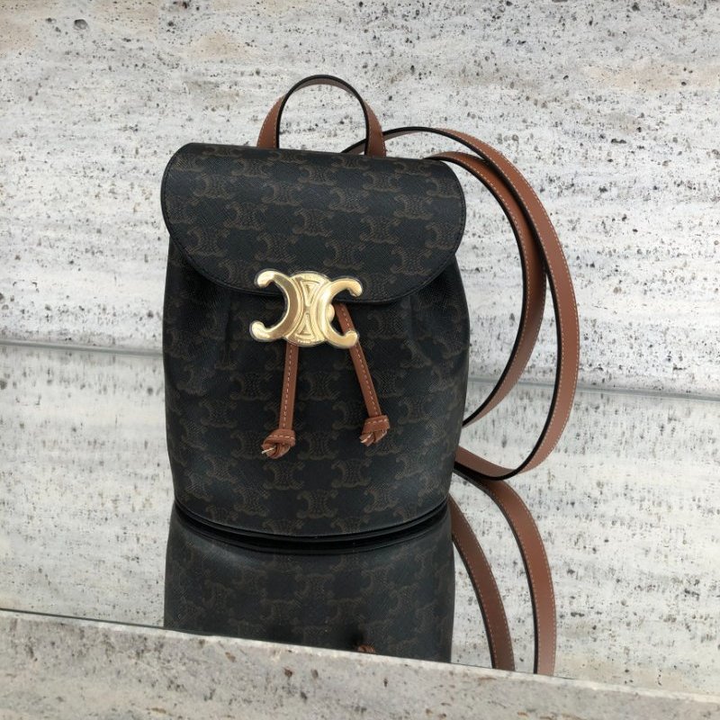 🎉新品好折扣✨Celine 118702 凱旋門老花 Bonnie雙肩後背包 棕褐色-1