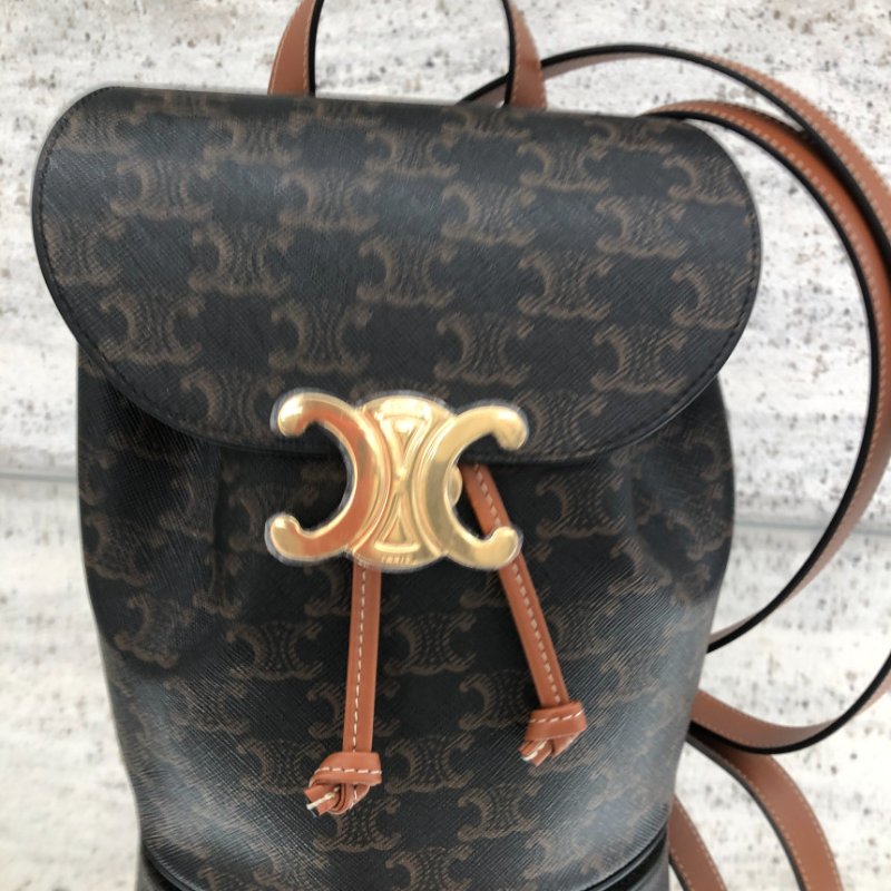🎉新品好折扣✨Celine 118702 凱旋門老花 Bonnie雙肩後背包 棕褐色-2