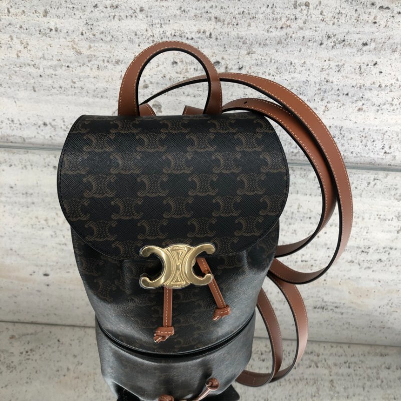 🎉新品好折扣✨Celine 118702 凱旋門老花 Bonnie雙肩後背包 棕褐色-3