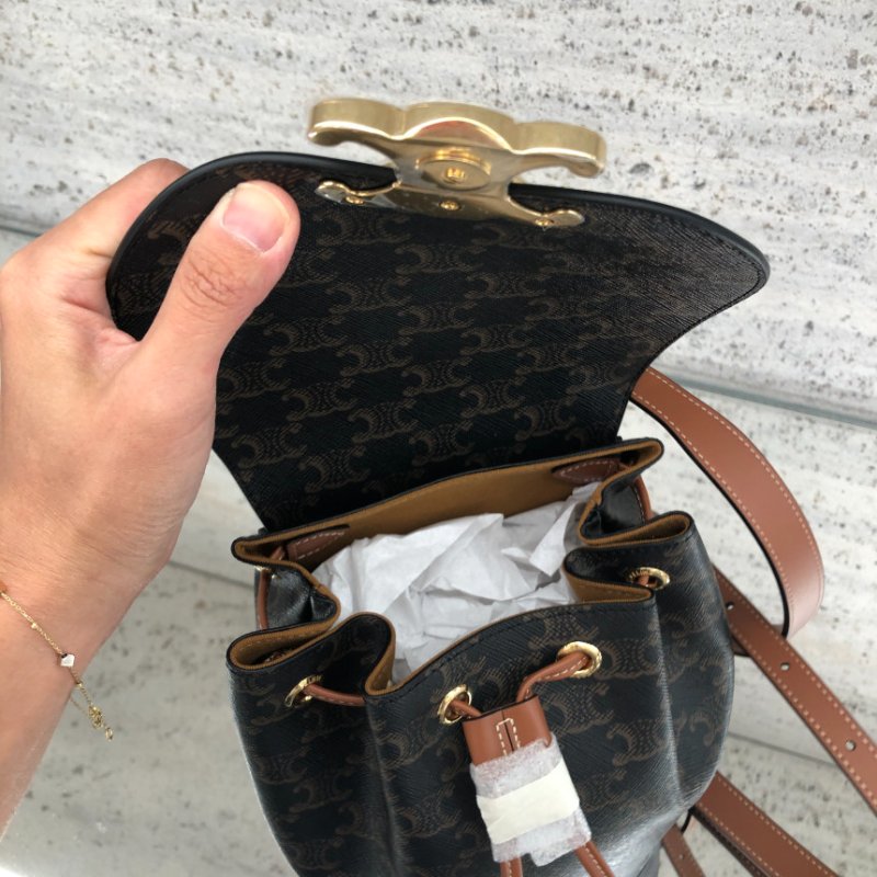 🎉新品好折扣✨Celine 118702 凱旋門老花 Bonnie雙肩後背包 棕褐色-7