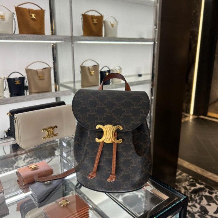 🎉新品好折扣✨Celine 118702 凱旋門老花 Bonnie雙肩後背包 棕褐色-8
