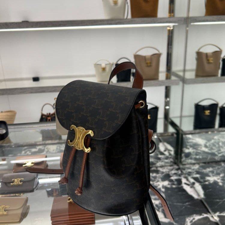 🎉新品好折扣✨Celine 118702 凱旋門老花 Bonnie雙肩後背包 棕褐色-9