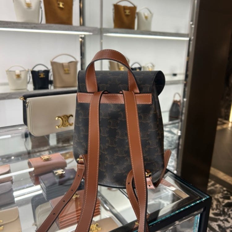 🎉新品好折扣✨Celine 118702 凱旋門老花 Bonnie雙肩後背包 棕褐色-10