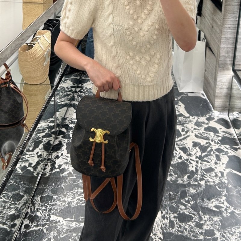🎉新品好折扣✨Celine 118702 凱旋門老花 Bonnie雙肩後背包 棕褐色-13