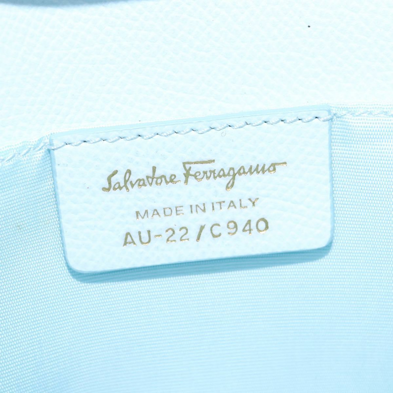 【日本直送】Salvatore Ferragamo 鏈條 Vala 肩背包 皮革 淺藍色 金色 正品 132479-11