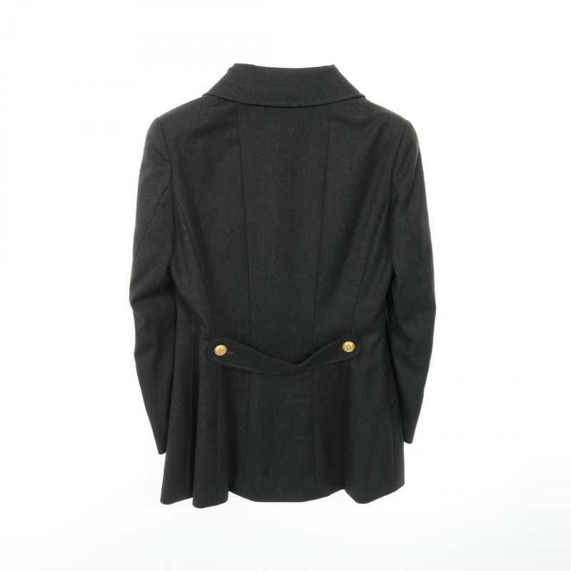 香奈兒 CC 標誌紐扣修身外套 羊毛 灰色 40 碼 二手 女款-1