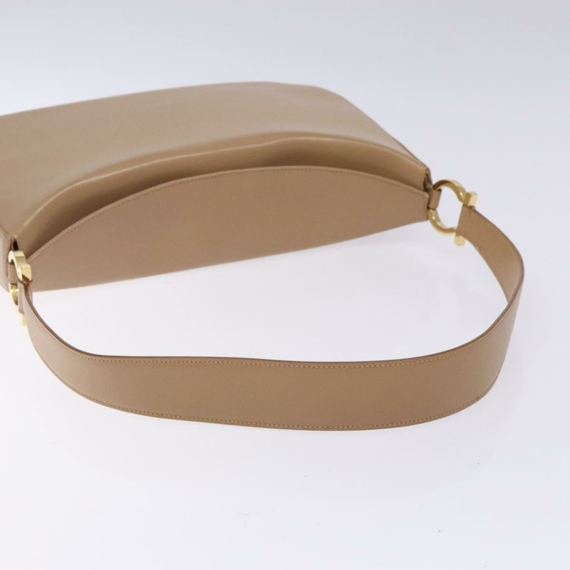 【日本直送】Salvatore Ferragamo Gancini 單肩包 皮革 米色金色 正品 BA4057-6