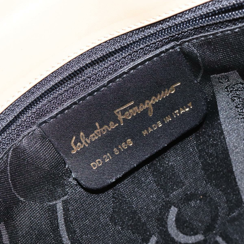【日本直送】Salvatore Ferragamo Gancini 單肩包 皮革 米色金色 正品 BA4057-11