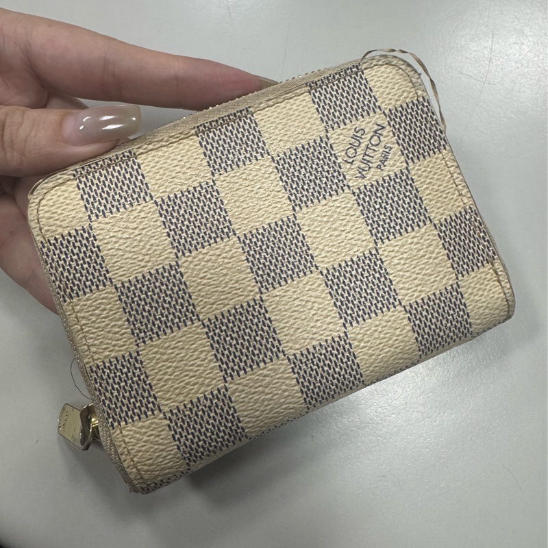 白棋盤格拉鏈錢包-0