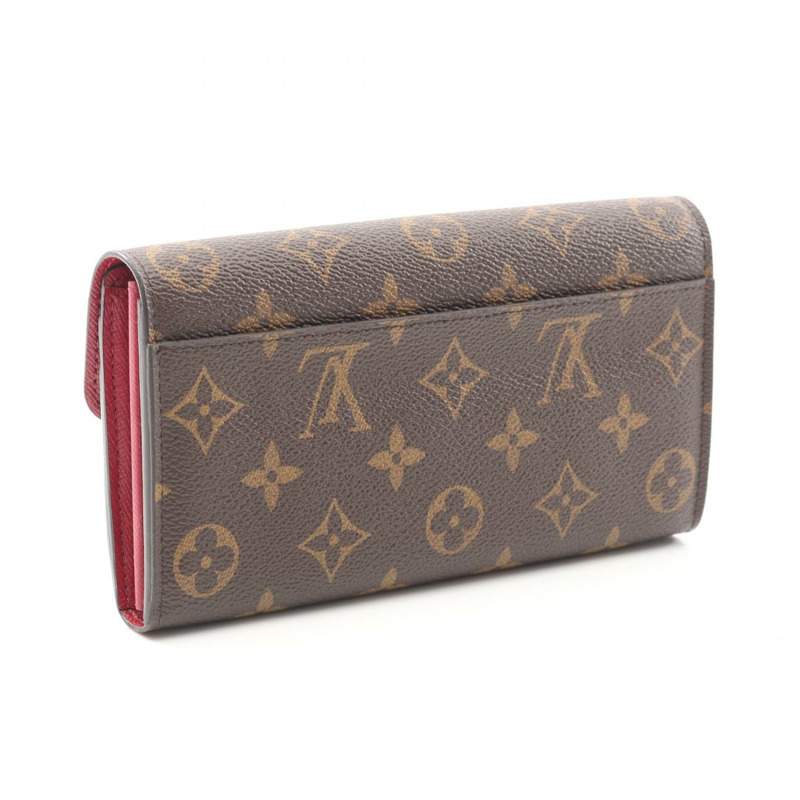 路易威登 Portefeiulle Sarah 雙折皮夾 M62234 Monogram Fuschia 二手女式-1