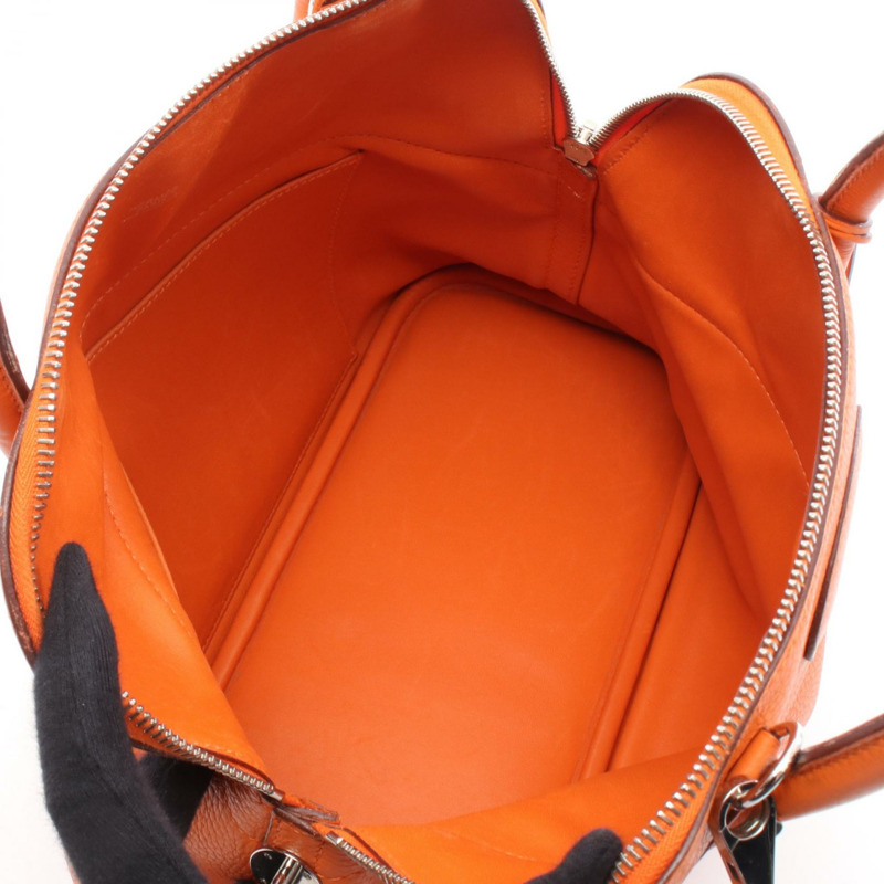 HERMES Bolide31 單肩包 手提包 Clemence 皮革 橘色 二手 女款 L 2008 SHW-2