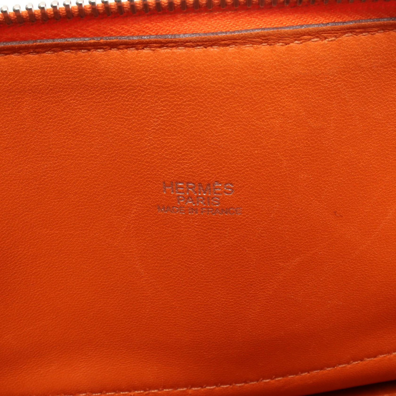 HERMES Bolide31 單肩包 手提包 Clemence 皮革 橘色 二手 女款 L 2008 SHW-3