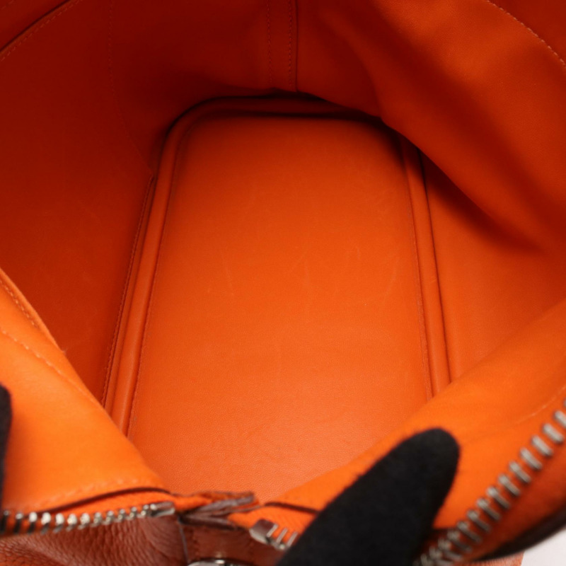 HERMES Bolide31 單肩包 手提包 Clemence 皮革 橘色 二手 女款 L 2008 SHW-5