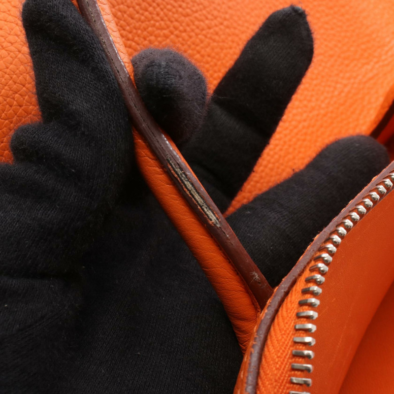 HERMES Bolide31 單肩包 手提包 Clemence 皮革 橘色 二手 女款 L 2008 SHW-9