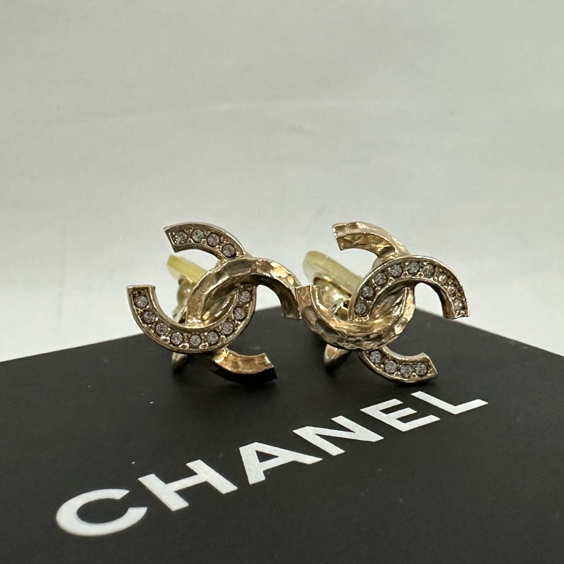chanel Ab7333 金色金屬水鑽耳夾-0