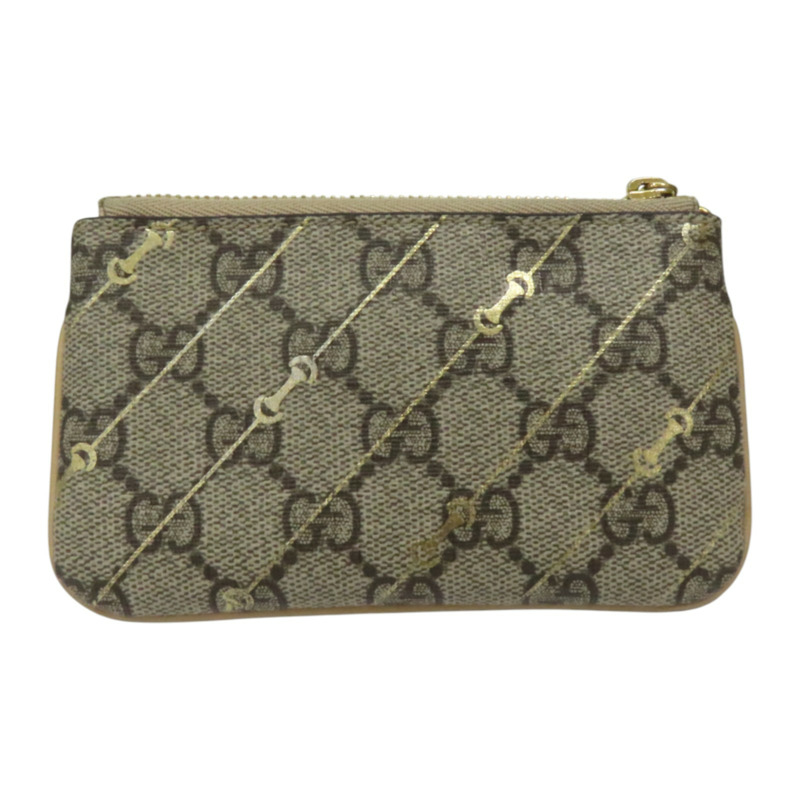 烏木色 GG Supreme 緹花帆布 Horsebit 零錢包 774340-1