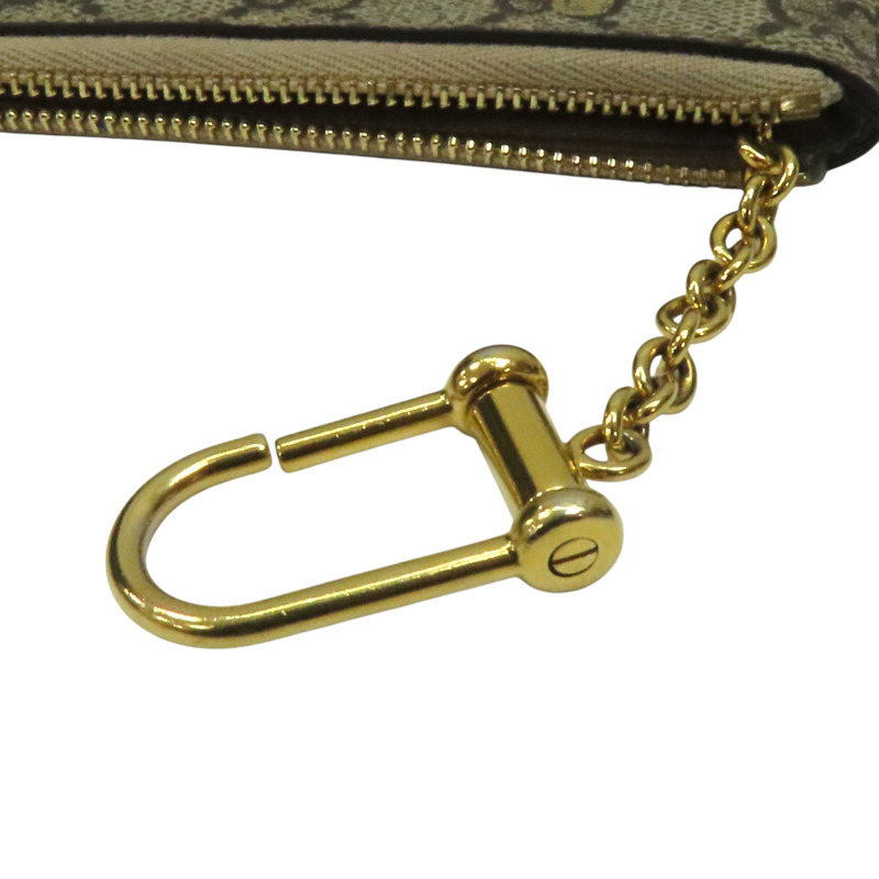 烏木色 GG Supreme 緹花帆布 Horsebit 零錢包 774340-7