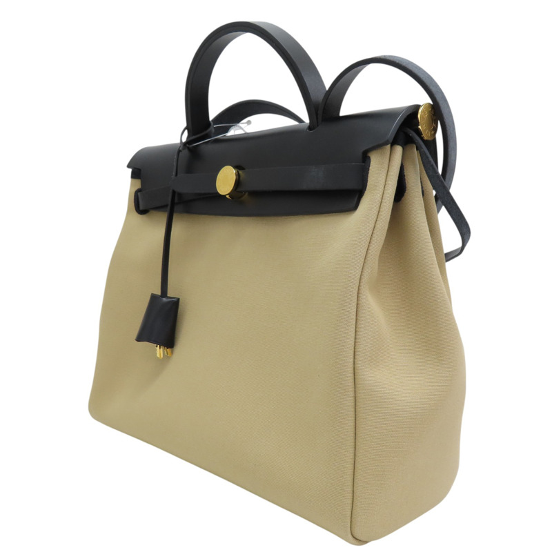 卡其色 帆布 Herbag Zip 31 肩背包 B刻 (無鎖頭) 金扣【HERMES 愛馬仕】-2