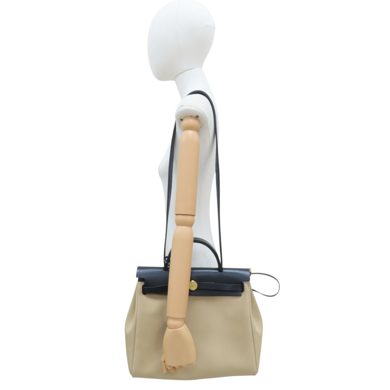 卡其色 帆布 Herbag Zip 31 肩背包 B刻 (無鎖頭) 金扣【HERMES 愛馬仕】-8