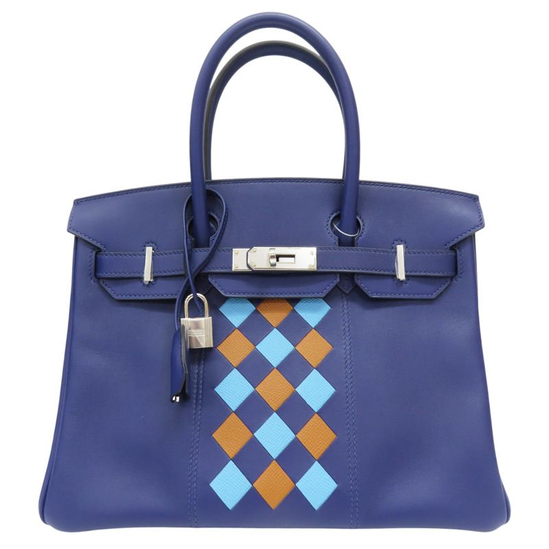 墨水藍/北方藍/金棕色 Swift牛皮 Birkin 30 柏金包 手提包 D刻 銀扣【HERMES 愛馬仕】-0