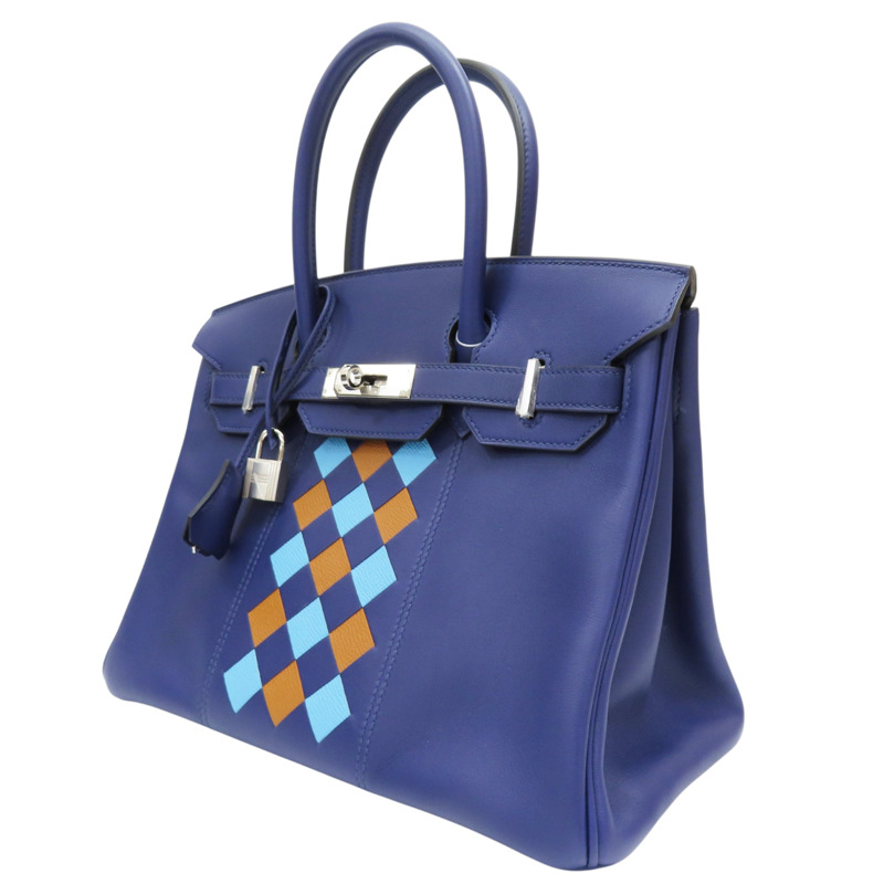 墨水藍/北方藍/金棕色 Swift牛皮 Birkin 30 柏金包 手提包 D刻 銀扣【HERMES 愛馬仕】-2