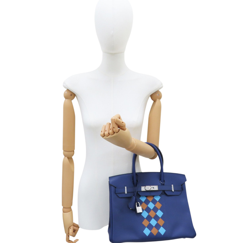 墨水藍/北方藍/金棕色 Swift牛皮 Birkin 30 柏金包 手提包 D刻 銀扣【HERMES 愛馬仕】-8