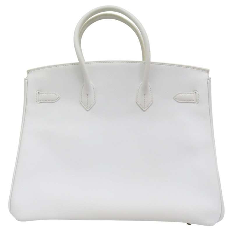 白色 Epsom牛皮 Birkin 35 柏金包 手提包 □K刻 金扣-1