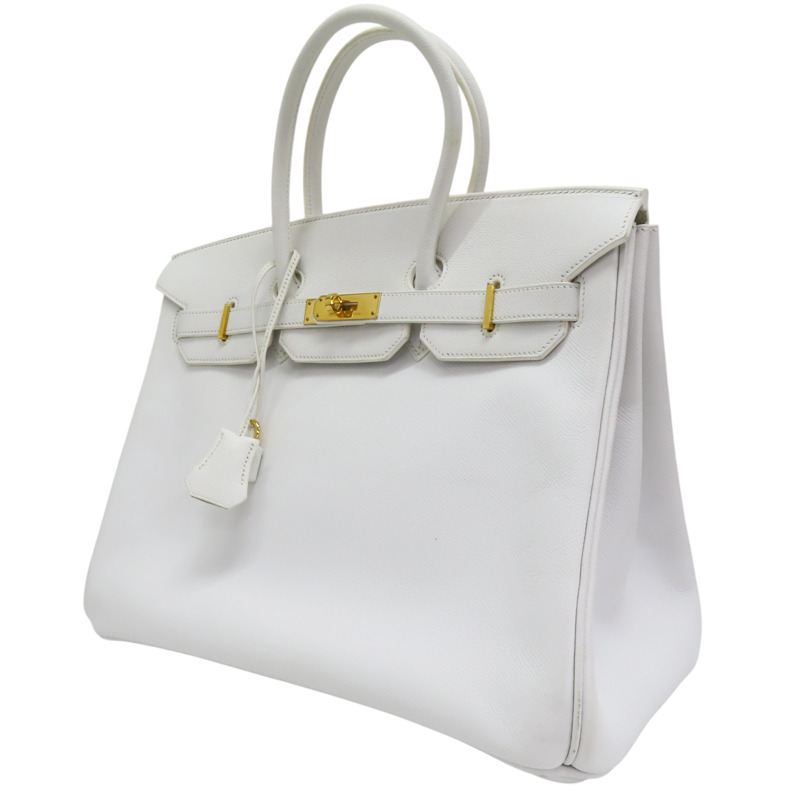 白色 Epsom牛皮 Birkin 35 柏金包 手提包 □K刻 金扣-2