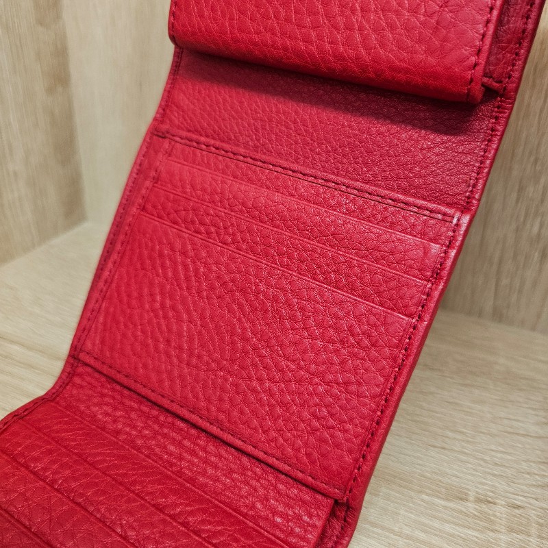 [絕版品出清❣️] Gucci Soho 紅牛皮三折短夾-4