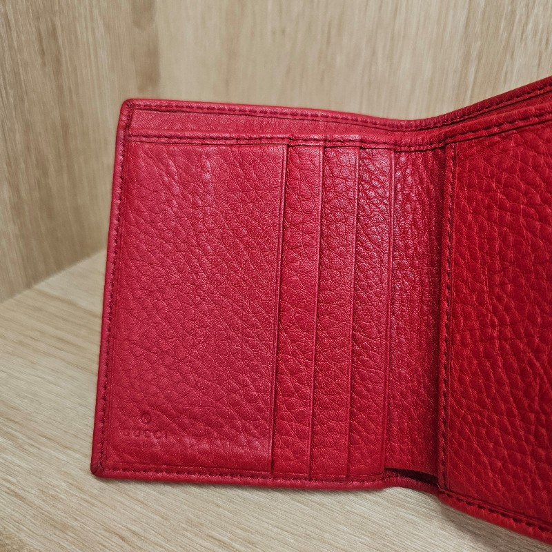 [絕版品出清❣️] Gucci Soho 紅牛皮三折短夾-5