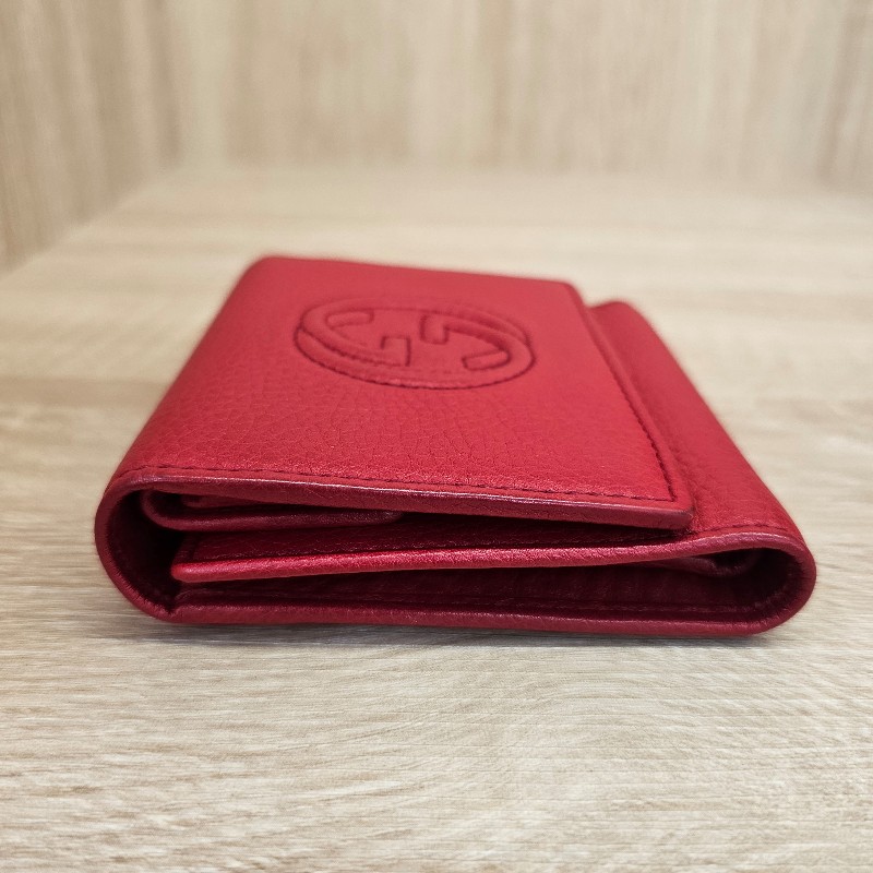 [絕版品出清❣️] Gucci Soho 紅牛皮三折短夾-11