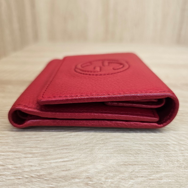 [絕版品出清❣️] Gucci Soho 紅牛皮三折短夾-12