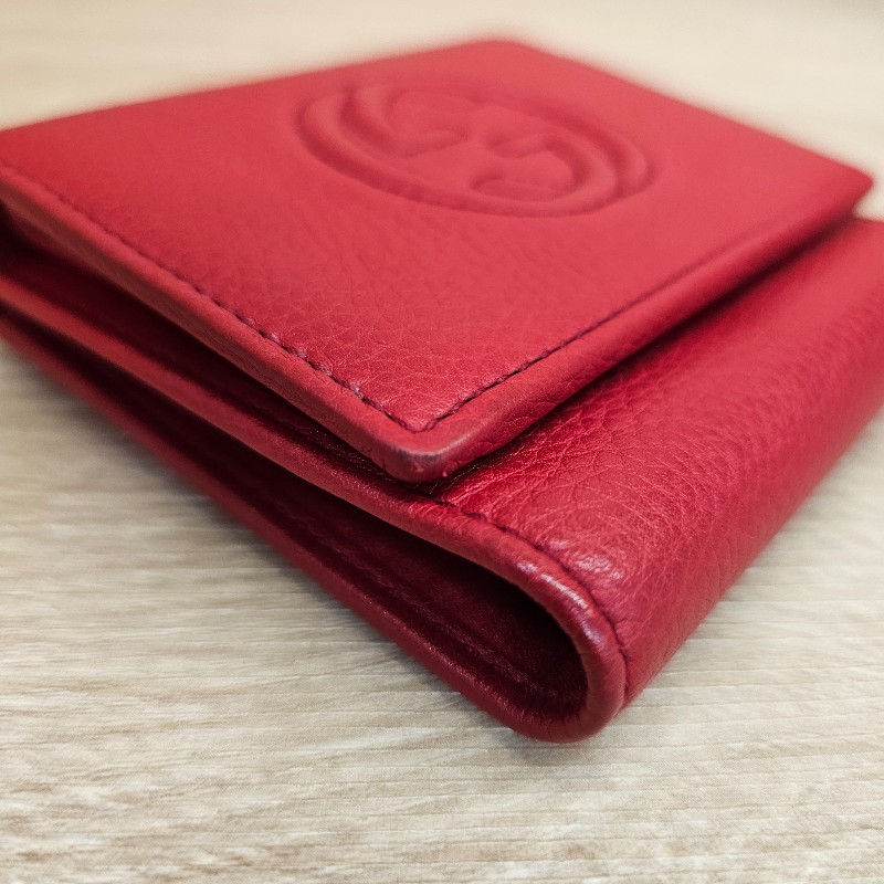 [絕版品出清❣️] Gucci Soho 紅牛皮三折短夾-16