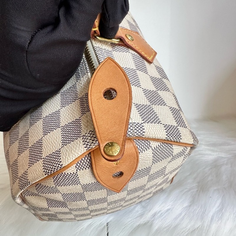 路易威登/Louis Vuitton Speedy 30 白棋盤格枕頭包晶片款 手提包-11