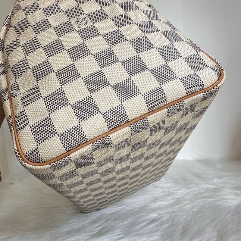 路易威登/Louis Vuitton Speedy 30 白棋盤格枕頭包晶片款 手提包-13