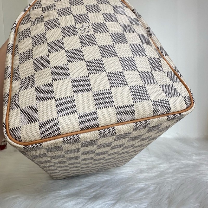 路易威登/Louis Vuitton Speedy 30 白棋盤格枕頭包晶片款 手提包-14