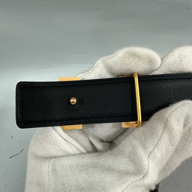 Hermes 大象灰拼黑玫瑰金釦雙色皮帶 70cm-2