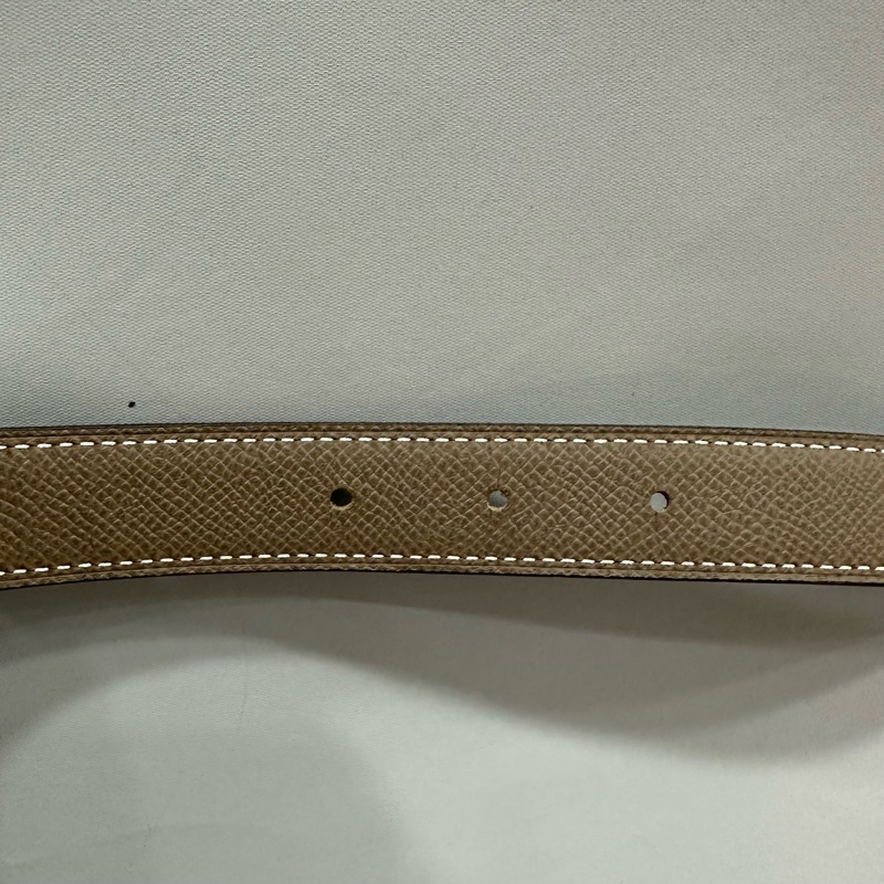 Hermes 大象灰拼黑玫瑰金釦雙色皮帶 70cm-7