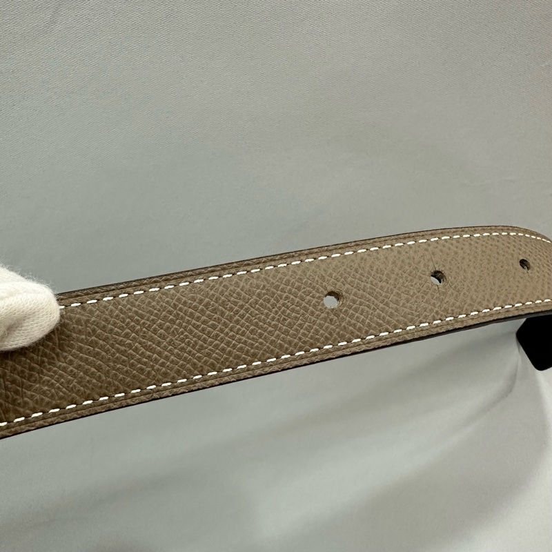 Hermes 大象灰拼黑玫瑰金釦雙色皮帶 70cm-8