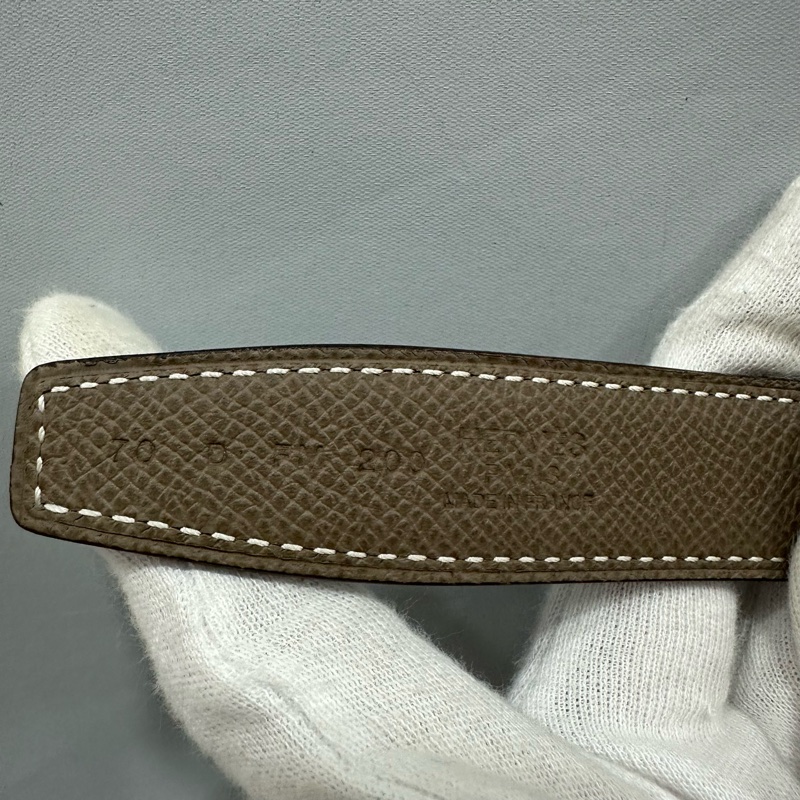 Hermes 大象灰拼黑玫瑰金釦雙色皮帶 70cm-11