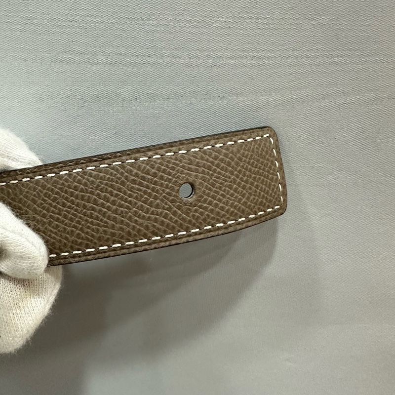 Hermes 大象灰拼黑玫瑰金釦雙色皮帶 70cm-16