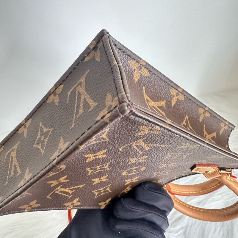 路易威登/LV琴譜mini 晶片 Petit Sac Plat 經典老花滿印斜背包塗層帆布拼牛皮托特-12
