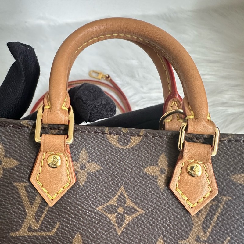 路易威登/LV琴譜mini 晶片 Petit Sac Plat 經典老花滿印斜背包塗層帆布拼牛皮托特-14