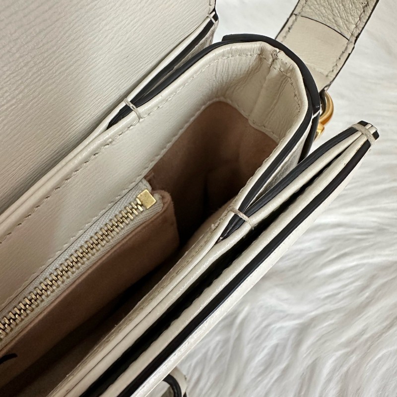 古馳/Gucci Horsebit 1955 中號馬銜扣復古金扣老花Logo 帆布拼皮革 帆布包馬鞍包 肩背包-9