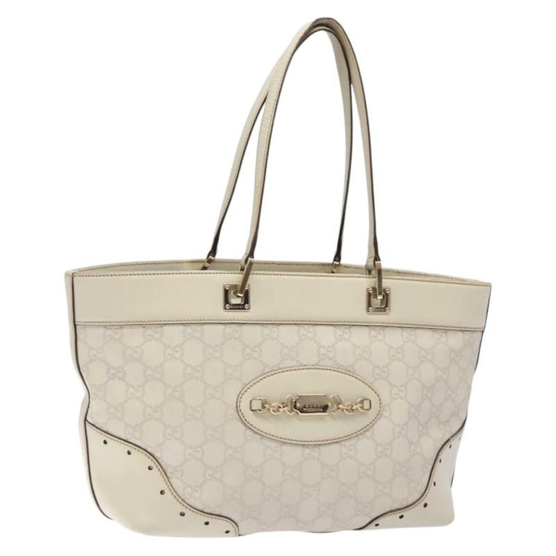 【日本直送】GUCCI GG 帆布 Guccissima 馬銜扣托特包 白金色 145993 正品 132199-0
