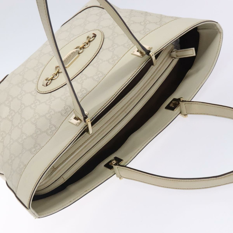 【日本直送】GUCCI GG 帆布 Guccissima 馬銜扣托特包 白金色 145993 正品 132199-5