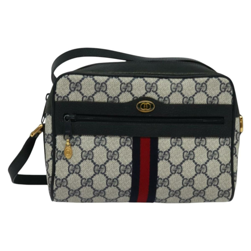 【日本直送】GUCCI GG Supreme Sherry Line 單肩包 PVC 海軍藍 金色 68 02 004 正品 134764-12