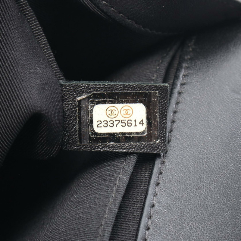 CHANEL Boy 大號菱格紋鏈條單肩包 A92193 小羊皮布料 黑色 GHW-4