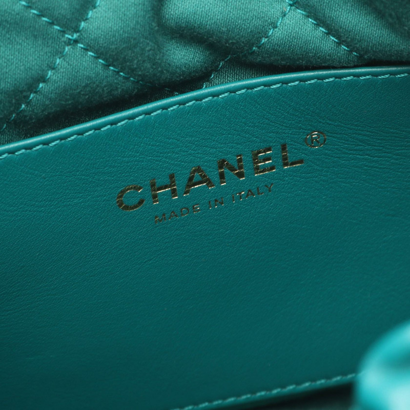 CHANEL 22 迷你斜背鏈條單肩包 AS3980 小羊皮 綠色 GHW 二手-3